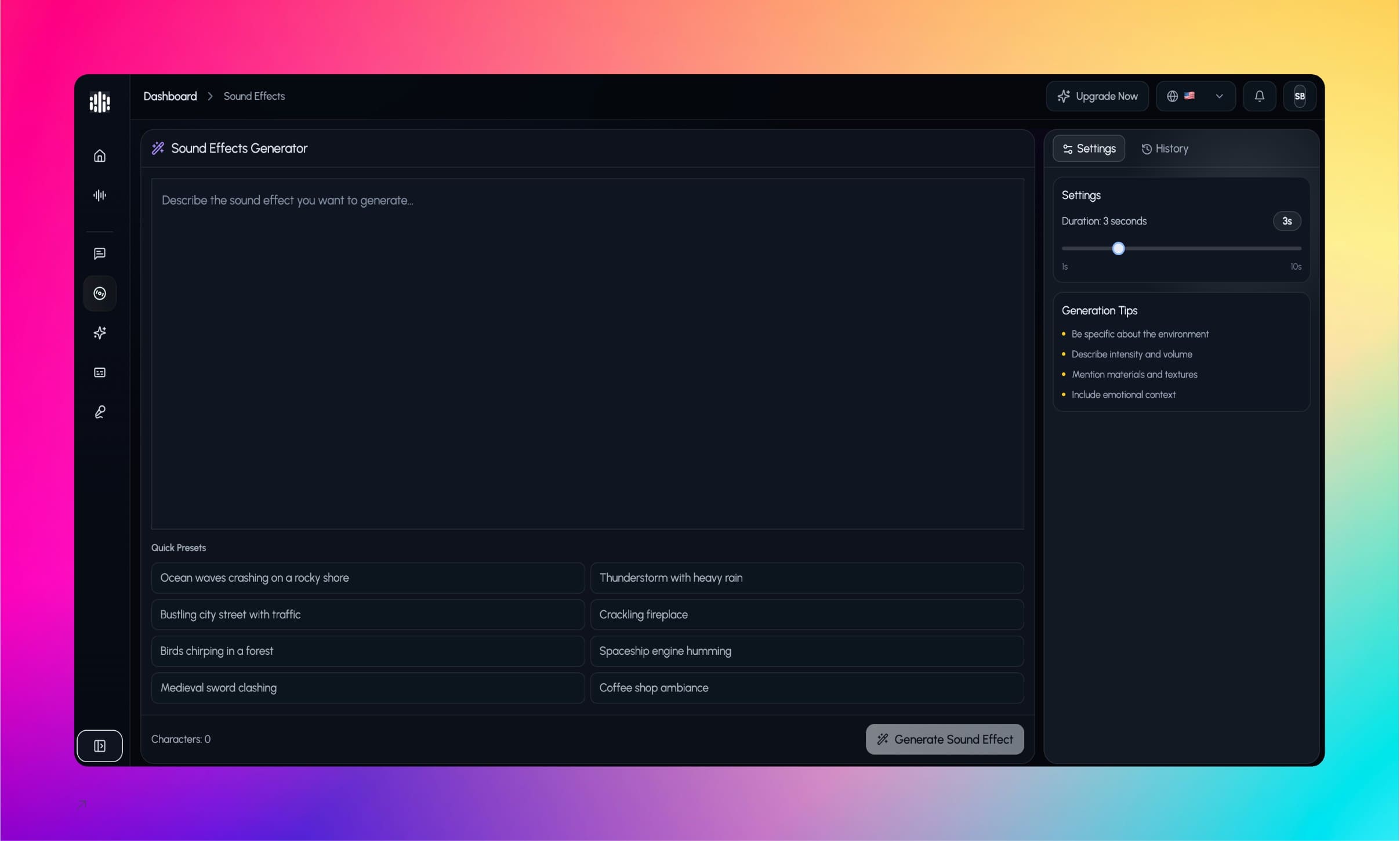 VoiceMate sound effect generator tool screenshot