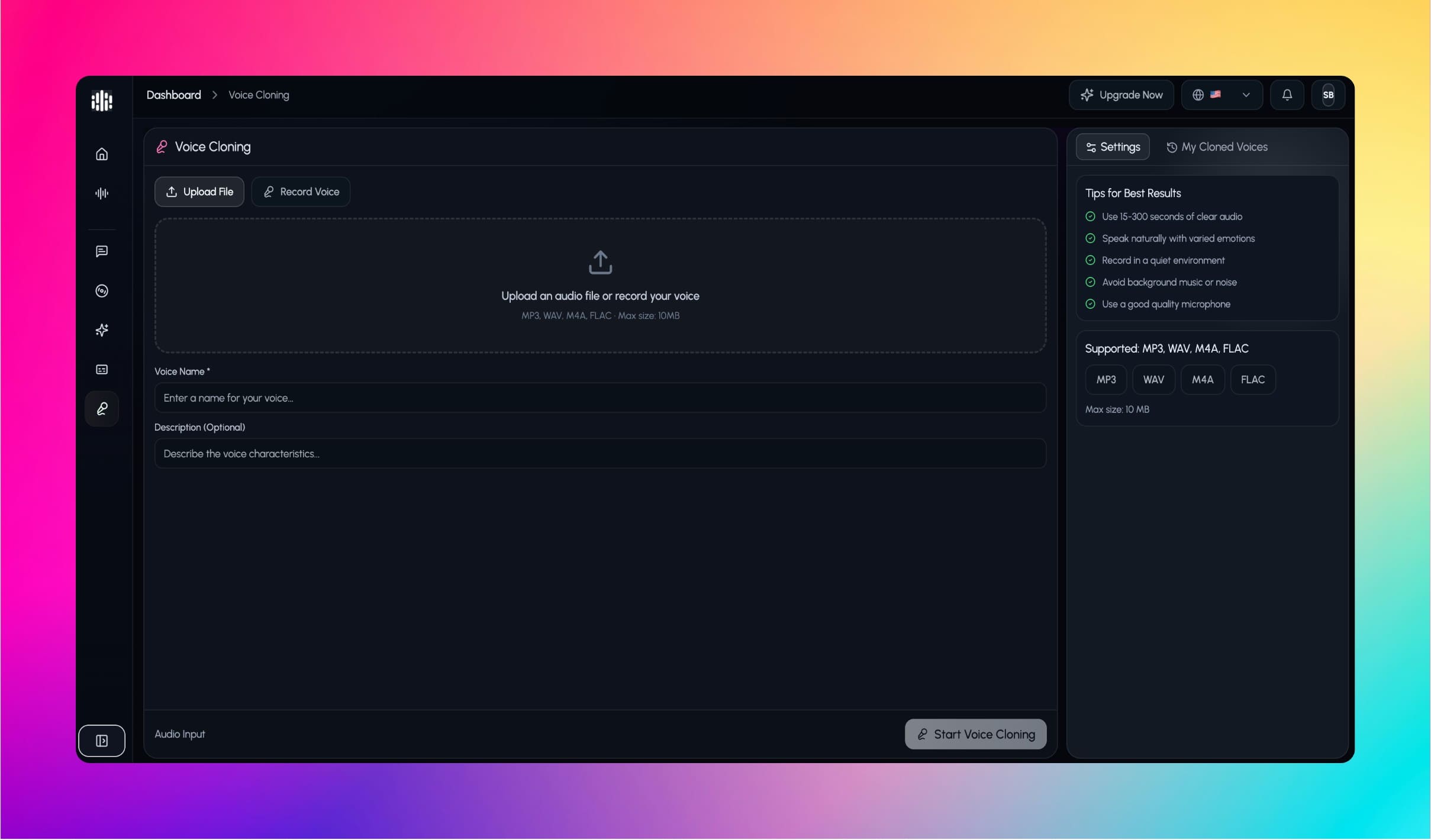 VoiceMate voice cloning tool screenshot